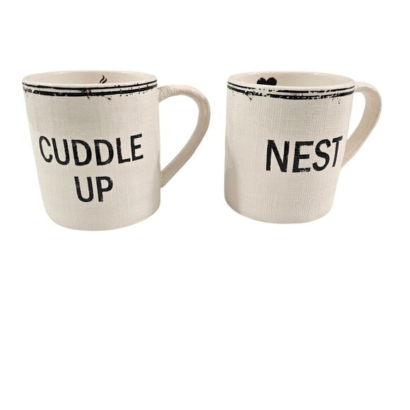 Pier 1 Imports CUDDLE UP & NEST 20 Oz Ironstone Coffee Tea Mugs – Set of 2 - Picture 7 of 14